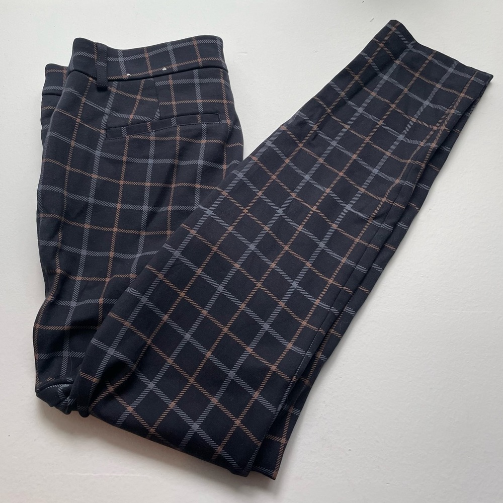 Express Plaid Skinny Mid Rise Pants